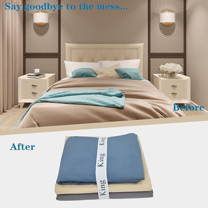 6 Pieces Bed Sheet Organizer Bands, Sheet Organizers and Storage Label Bands, Sheets Organizer for Closet, Sheet Label for Bedding, Sheet Keepers Linen Labels Bedding Bands (White, 6Pcs King)