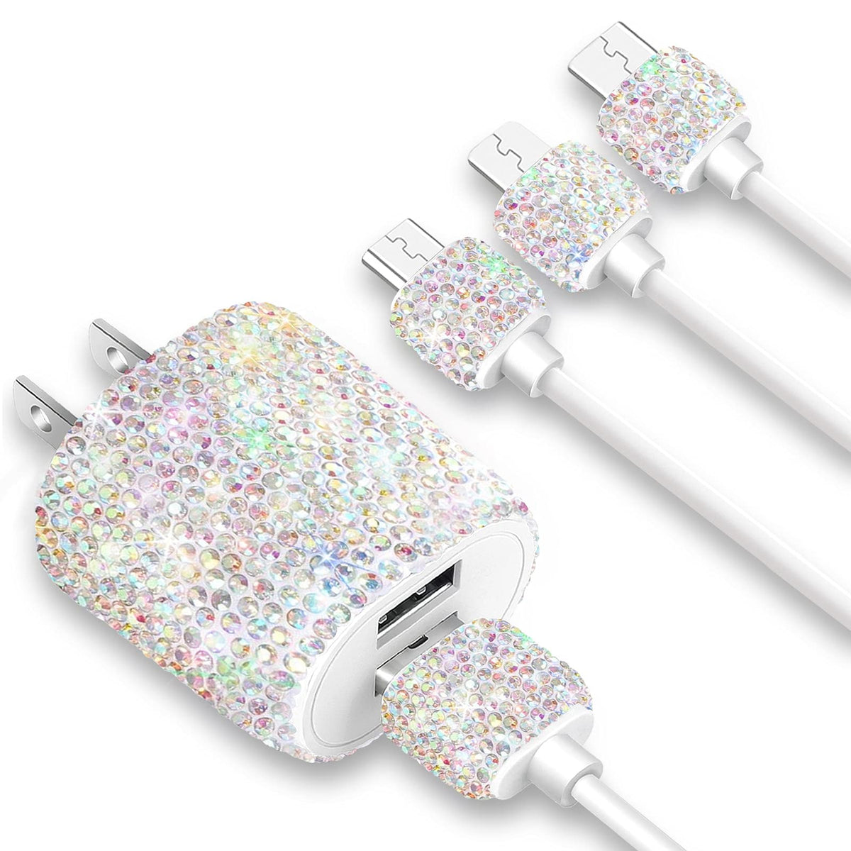 Bling Phone Charger,USB Charger Block,2-Port Plug Adapter,USB Wall Charger - Image 1