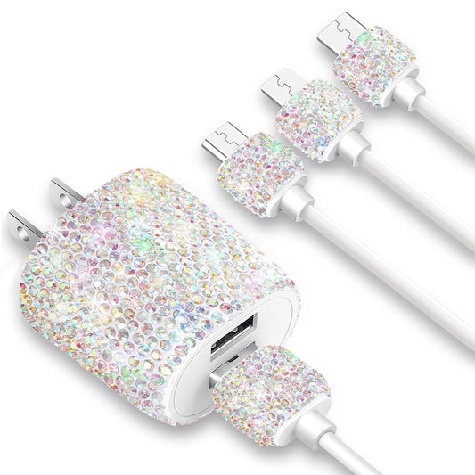 Bling Phone Charger,USB Charger Block,2-Port Plug Adapter,USB Wall Charger - Image 1