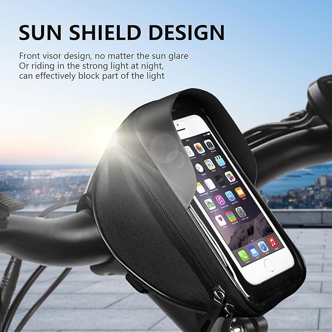 Qlife Bike/Bicycle Phone Front Frame Bag, Waterproof Bike Phone Holder,Cycling Pouch with Rain Cover, Bicycle Top Tube Bag, Bike Accessories for Phones up to 7"