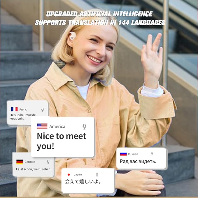 Translation Earbuds Real Time, 144 Languages Translation Device Ai Translator Earbuds Translating Headphones Real Time Ai Headphones Language Translation