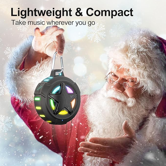 EBODA Bluetooth Shower Speaker, IP67 Waterproof Portable Speakers, Floating, TF Card, Small Outdoor Speaker with LED Light, True Wireless Stereo for Bike, Beach, Paddle Board, Kayak, Gifts