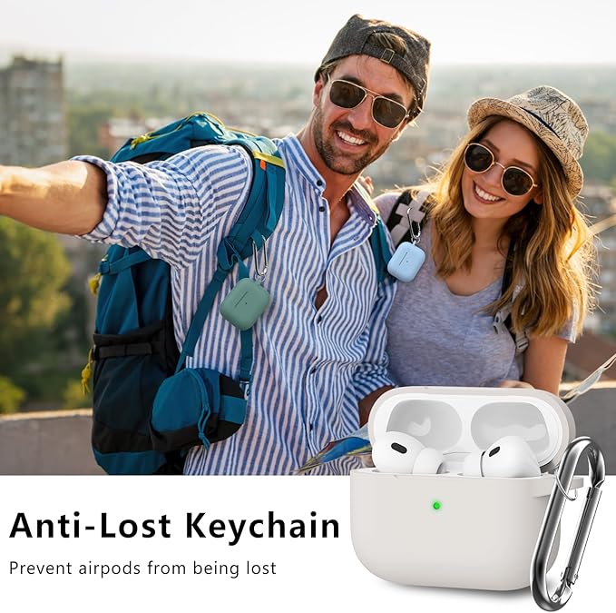 Ljusmicker for AirPods Pro Case Cover with Cleaner Kit,Soft Silicone Protective Cases for Apple AirPod Pro 2nd/1st Generation Case for Women Men,AirPods Pro 2 Case Accessories with Keychain-Stone