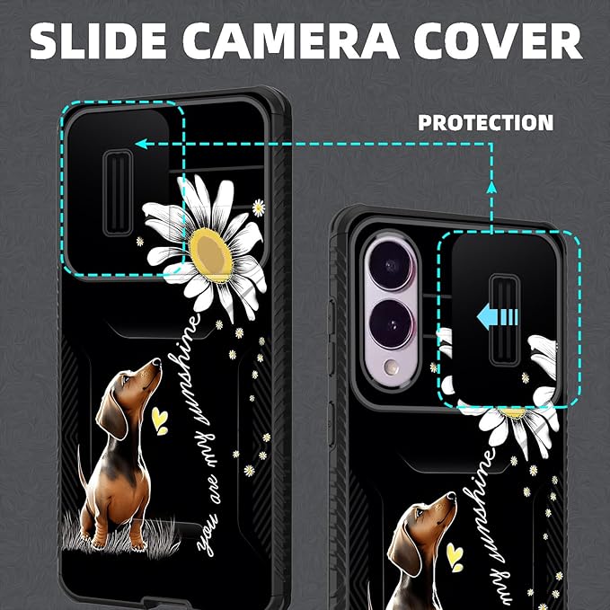 for Galaxy S25 Edge Case Built in Slide Camera Lens Cover,Heavy Duty Shockproof Protection Dual Layer Case for Samsung Galaxy S25 Edge 2025,You are My Sunshine Dachshund