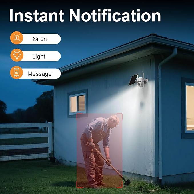 4G Cellular Security Camera, No WiFi Security Camera, Cameras For Home Security, 360° Live View, 2K Color night Vision, PIR Motion Detection, Instant Notification, 2-Way Talk, Built-in SIM Card