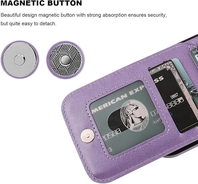 KIHUWEY Compatible with iPhone 17 Case Wallet with Credit Card Holder, Flip Premium Leather Magnetic Clasp Kickstand Heavy Duty Protective Cover for iPhone 17 6.3 Inch (Pruple) Purple