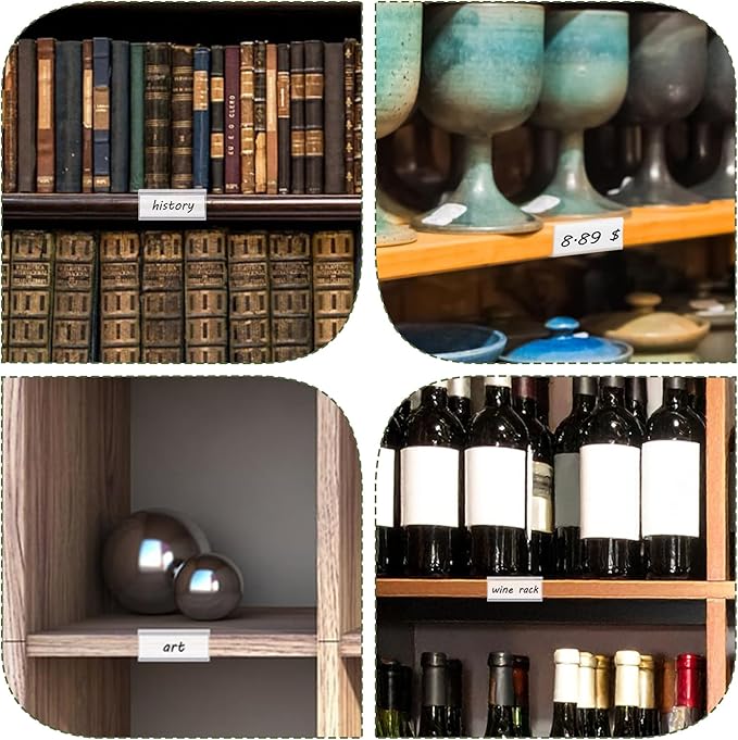 100Pcs Shelf Label Holders, Clear Plastic Price Tag Sign for Counters, Warehouses, Bookshelf Shelves, Wire Wood Shelf Sign and Ticket Holder 2.4 in L x 1 in H Clips On to Shelves 3/4" to 1" Thick