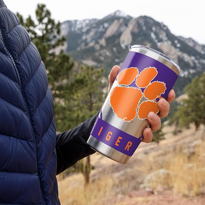 Rico Industries NCAA 20oz Stainless Steel Tumbler with Lid - Great For Coffee, Tea, Water or Cocktails
