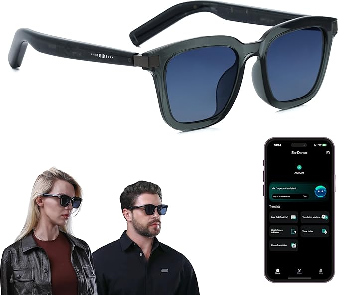 LIMU Gen 5 Smart Glasses, AI Glasses with Real-Time AI Interpreter - Open-Ear Bluetooth Glasses with Speakers, Volume & Touch Control, Wear-Sensor Auto On/Off, Premium TR90 Frame for Women & Men