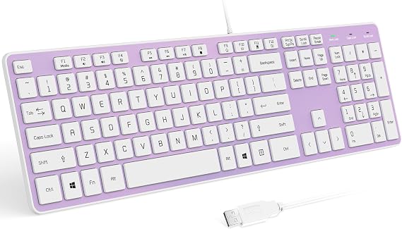 USB Wired Keyboard for Window,Comfortable Quiet Chocolate Keys, Durable Ultra-Slim Wired Computer Keyboard(QWERTY) for PC, Windows 11/10/8/7/XP/Vista KB1430