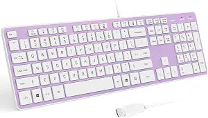 USB Wired Keyboard for Window,Comfortable Quiet Chocolate Keys, Durable Ultra-Slim Wired Computer Keyboard(QWERTY) for PC, Windows 11/10/8/7/XP/Vista KB1430