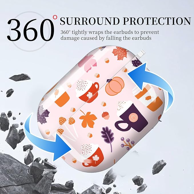 Case for AirPod Pro 3 Shock-Proof Protective Hard Case with Golden Keychain Compatible with Apple Airpods Pro 3rd Generation 2025 (Cute Coffee Cup)