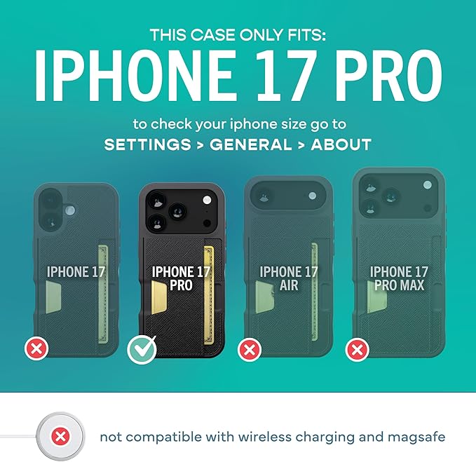 Smartish® iPhone 17 Pro Wallet Case + Screen Protector - [Slim + Protective] Phone Case Credit Card Holder + 2-Pack Tempered Glass Screen Protectors for Apple iPhone 17 Pro - Black Tie Affair