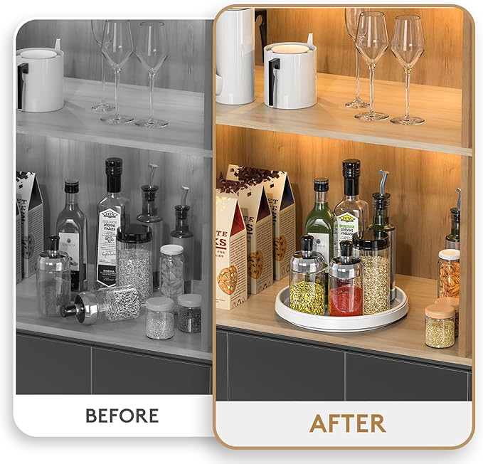 Lazy Susan Organizers for Kitchen Storage - Turntables for Cabinet, Pantry Organization Countertop,Vanity and Table,10 Inch Rotating Tray Spice Rack, Bathroom Fridge and Makeup Organizing,Non Skid