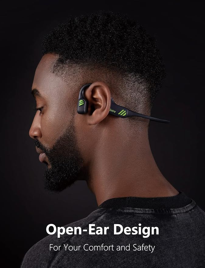 klatre Open Ear Headphones Wireless Bluetooth 【2023 Version】 Bone Conduction Headphones for Workouts/Walking/Jogging, Sweat Resistant, Water Resistant, Headset for Music/Audio Books/Podcast - Olive