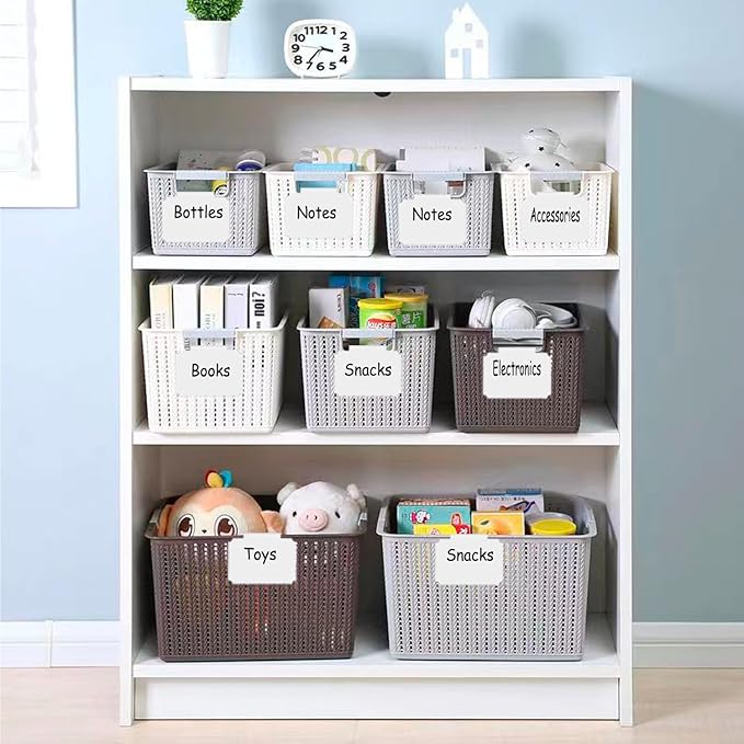 Erasable Label Clips - 12 White PVC Bin Tags with 2 Chalk Markers | Reusable Basket Clips for Pantry, Warehouse & Home Organization, Eco-Friendly Chalkboard Labels