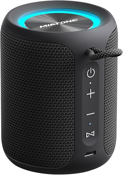 MIATONE Rush M - 20W Bluetooth Speaker IP67 Waterproof Speaker with Deep Bass, Portable Speakers for Beach Camping Accessories, Gifts for Men Fathers Him (Black)