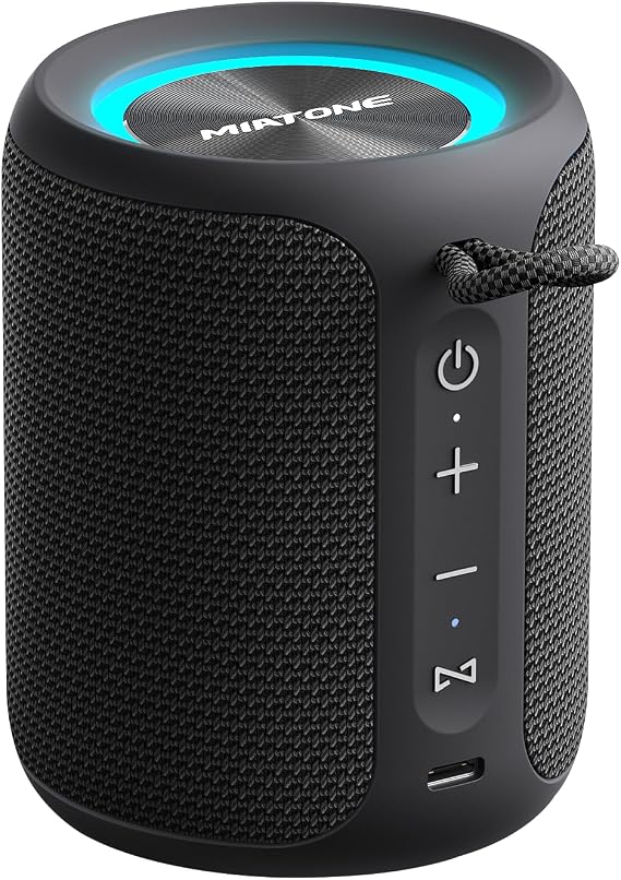 MIATONE Rush M - 20W Bluetooth Speaker IP67 Waterproof Speaker with Deep Bass, Portable Speakers for Beach Camping Accessories, Gifts for Men Fathers Him (Black)
