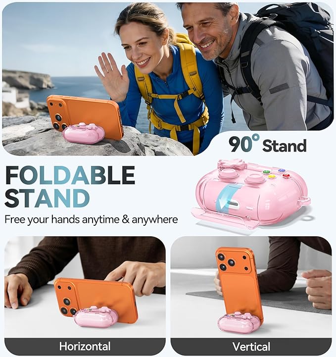 for AirPods Pro 3 Case 2025, with Pressable Button, Safety Lock & Phone Stand for Apple Air Pod Pro 3 Gen Cover, Cool Funny Gifts Case for Women Men to Relief Stress or Pass the Time,Clear Pink