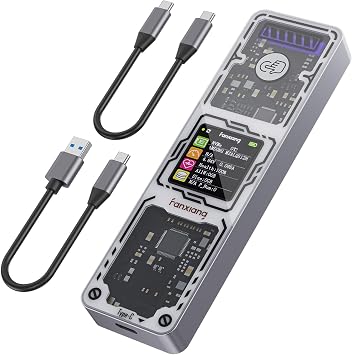 fanxiang SSD Enclosure, USB 3.2 Gen 2 (10 Gbps), M.2 NVME/SATA SSD Enclosure, USB Adapter/Reader, Solid State Drive External Enclosure, Supports M and B+M Keys and Size 2230/2242/2280 SSDs, MD86