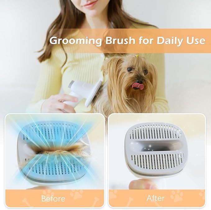 Dog Grooming Vacuum, Pet Grooming Vacuum Kit 2.3L Suction 99% Pet Hair with 5 Tools for Dog Cat for Shedding Grooming, Low Noise (Grey & White)