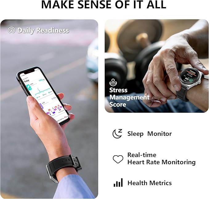 Smart Watches for Men, 1.32" HD Round Touchscreen Smartwatch, Heart Rate/SpO2/Sleep Monitor, Call Notification, 100+ Sports Modes, IP68 Waterproof Fitness Watch for iPhone Android Compatible (Silver)