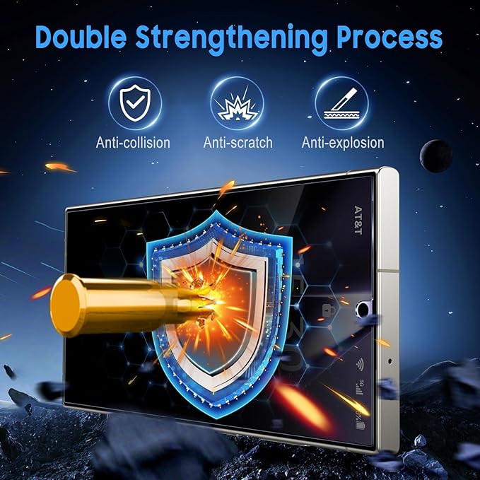 Uyiton UnBreak-Glass for Samsung Galaxy S24 Ultra Privacy Screen Protector, [Ultrasonic Fingerprint Support][Auto-Alignment Frame] Scratch-Resistant Bubble-Free S24 Ultra Tempered Glass Screen-2 Pack