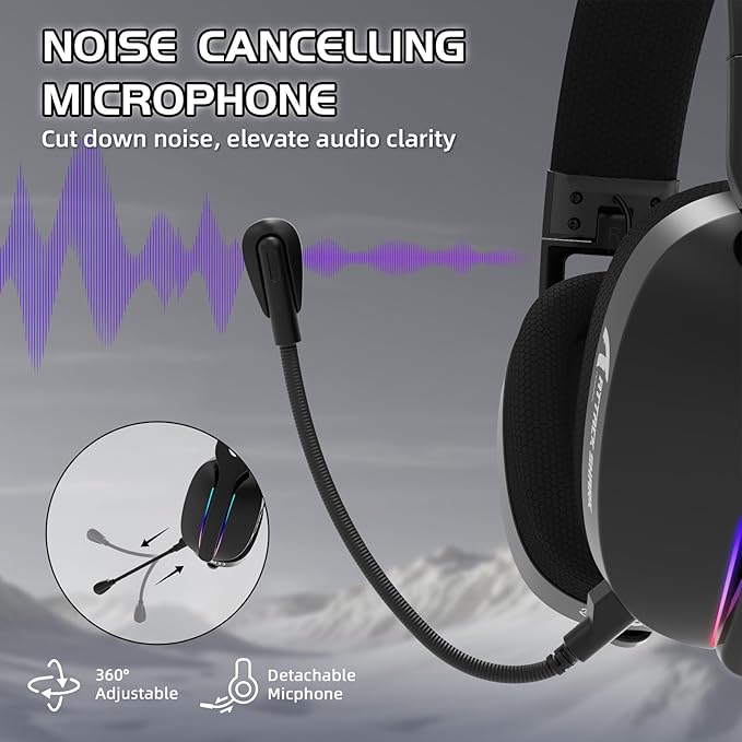 Attack Shark L90 Ultralight RGB Wireless Gaming Headset with Plug-in Microphone,Bluetooth 5.3 & 2.4G Wireless & Wired Headphone, 7.1 Surround Sound for Xbox One Series, PS4,PS5 & PC (Black)