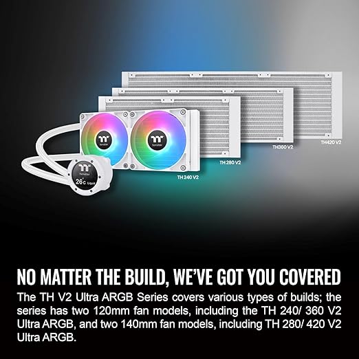 Thermaltake TH240 V2 Ultra ARGB Sync/AlO Liquid Cooler/ARGB Fan 120 * 2/PWM 500~1500rpm/Water Block 2.1" LCD/White, CL-W404-PL12SW-A
