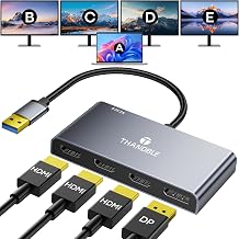 USB 3.0 to Quad HDMI with DisplayPort Adapter, 1080P@60Hz USB Type-A to 4 HDMI Monitor Converter, External Video Graphics Card, HDMI Splitter Extended Display for Mac/Win for Laptop, Desktops - Image 1