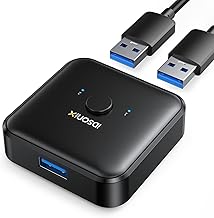IDsonix USB 3.0 Switch 2 Computers Share 1 Device,1 in 2 Out Or 2 in 1 Out Bi-Directional for Printers/Keyboards/Mice, 5Gbps Plug and Play Switcher, 2pcs A to A 3.3ft Cables,Plastic,Black - Image 1