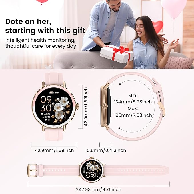 Smart Watches for Women, 1.27" HD Fitness Tracker with Bluetooth Calls(Answer&Make) IP68 Waterproof Smartwatch Compatible IOS/Android, 100+ Sport Modes Watch with Heart Rate/Sleep Monitor Pedometer