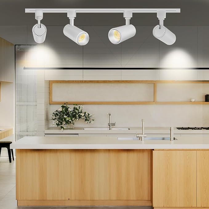 【2025 Upgraded】10-Color Zoomable 25W LED Track Lighting Heads H Type Track Light Heads with Remote Dimmable Bright Ceiling Spotlight, 2700K/3000K/4000K/5000K/6500K, CRI90 15°-60° 2200lm White 4 Pack