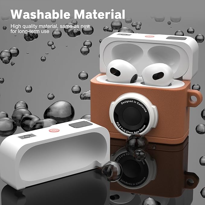 Valkit Compatible Airpods 3rd Generation Case Cover with Cleaner Kit, Cute Camera Design Airpods 3 Gen Case 2021 with Keychain Shockproof Soft Silicone Protective Case for Airpod 3rd Gen Charging Case