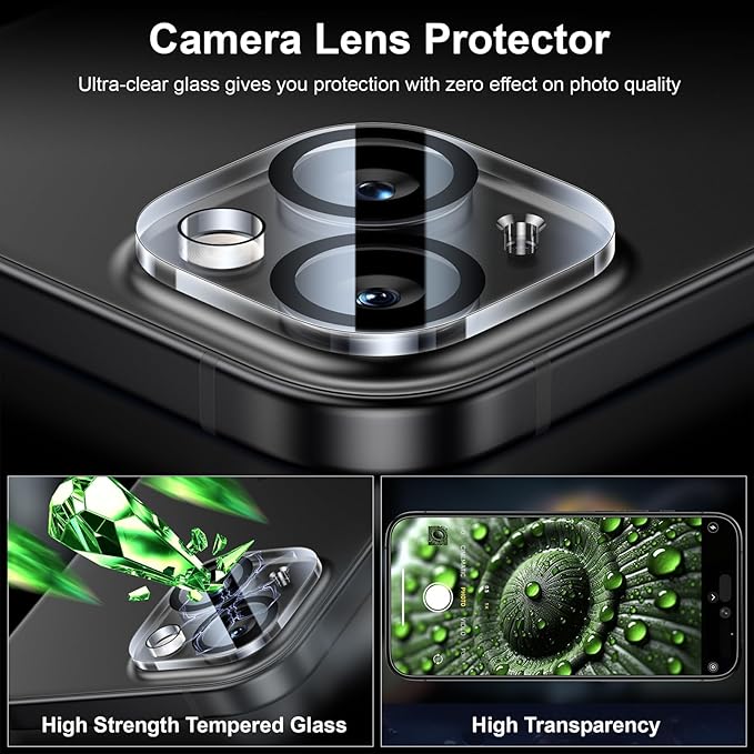Esanik [2+2 Pack for iPhone 15 Plus Privacy Screen Protector – Anti-Spy Tempered Glass & Camera Lens Cover, Military-Grade 9H Hardness, Anti-Scratch, Flawless Fit Tray