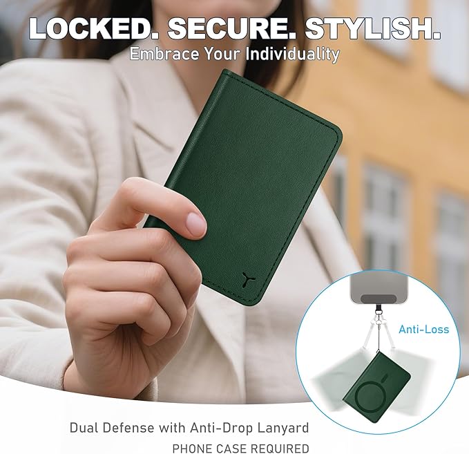 TUCCH for Magsafe Phone Wallet, RFID Blocking [6 Card Slots] [Clear ID Window] PU Leather Folio Women Men Magnetic Card Wallet for iPhone 17 16 15 14 13 12/Pro/Pro Max/Air/Plus, Evergreen