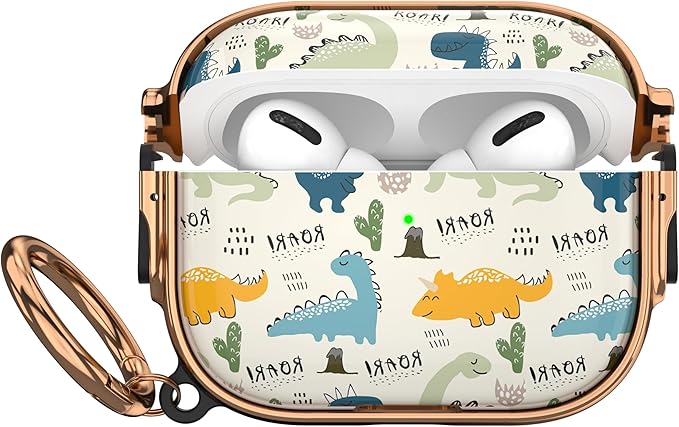 Maxjoy for AirPods Pro 3rd Generation Case with Lock, Cute AirPods Pro 3 Case Lock Protective Hard AirPod Pro 3 Cover for Women Men with Keychain for Airpod Pro 3rd Gen Cover 2025, Dinosaur