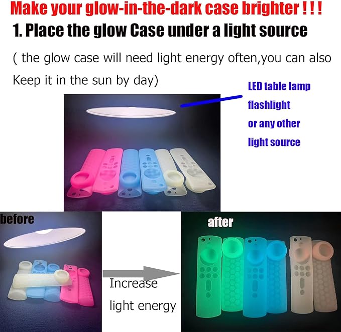 2 in 1 Silicone Protective Case Sleeve with Holder for AirTags and TV (3rd Gen)/ All-New 2nd Gen Remote Control, Compatible for TV Stick 4K Remote Cover, Glow in The Dark(Pink/Sky Blue)