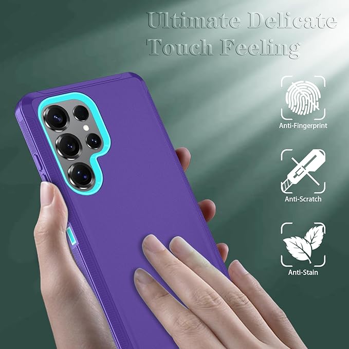 ONOLA Phone Case for Samsung Galaxy S25 Ultra Case with HD Screen Protector, Heavy Duty Shockproof & Dropproof 3-Layer Cover Phone Case for Galaxy S25 Ultra 6.9''，PurpleSkyBlue