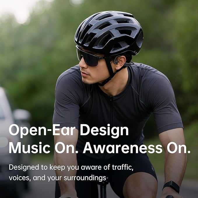 Kinglucky Bone Conduction Headphones, 2026 NEW Open Ear Earbuds with Mic, 23.5g Lightweight Secure Fit Bluetooth 5.4 Headphones, IPX5 Waterproof Sports Headset for Running, Cycling, Walking (Black)