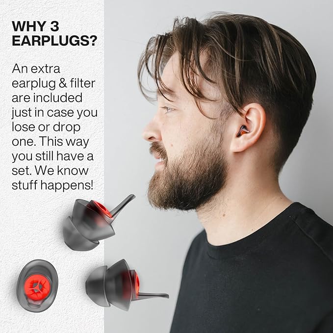 EARPEACE Moto PRO - Motorcycle Ear Plugs - Reusable Earplugs for Wind Noise Protection with High Fidelity Filter - Noise Canceling up to 24dB - Motorcycle Accessories - Includes Filter Set and Case