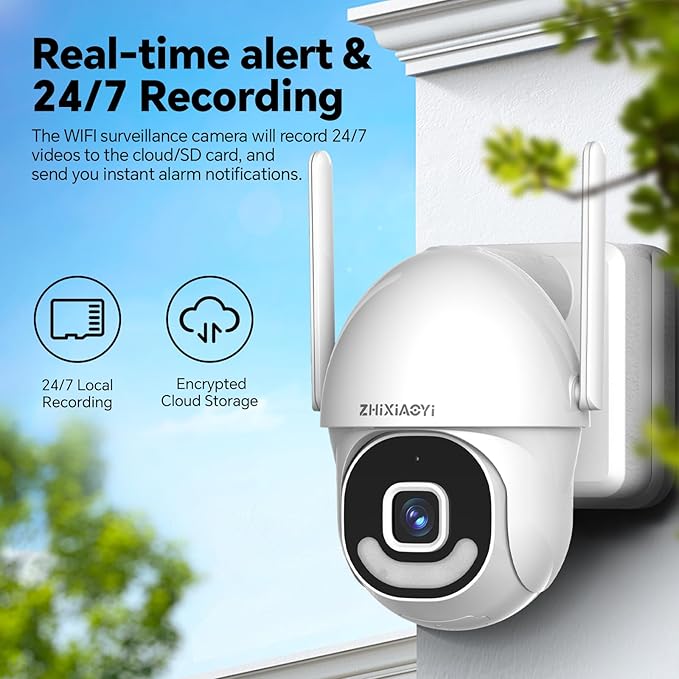 2K Security Cameras Outdoor Wired, 5G/2.4G WiFi Cameras with Color Night Vision, PIR Motion Detection, Two-Way Voice, 360° View Pan/Tilt for Outdoor Area, Parking Lot, Home Security