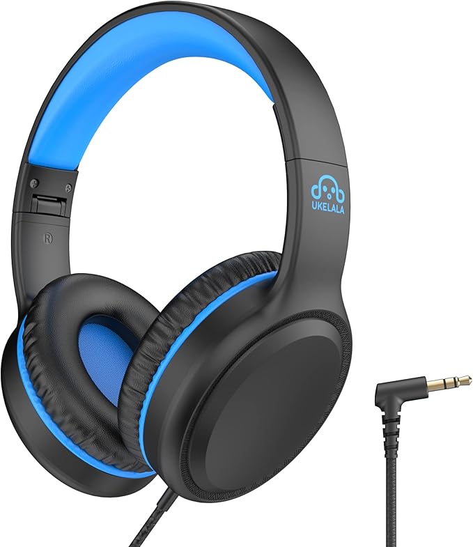 On Ear Wired Blue Headphones for Boys Girls Folding Corded Head Phones for Kids Youth Student Children Portable Headphone for School Classroom