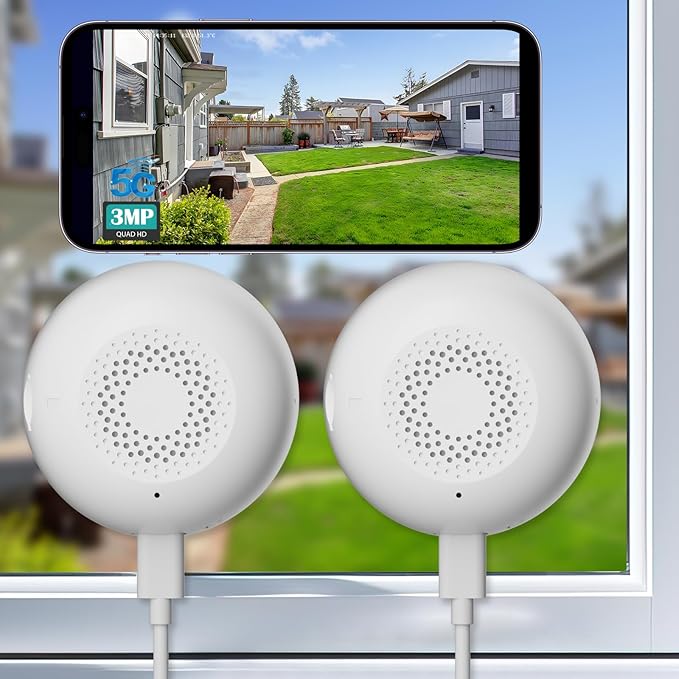 3MP Window Security Camera 2-Pack 5G and 2.4GHz WiFi Full Color Night Vision Person Detection Two-Way Audio Alexa 24/7 Recording