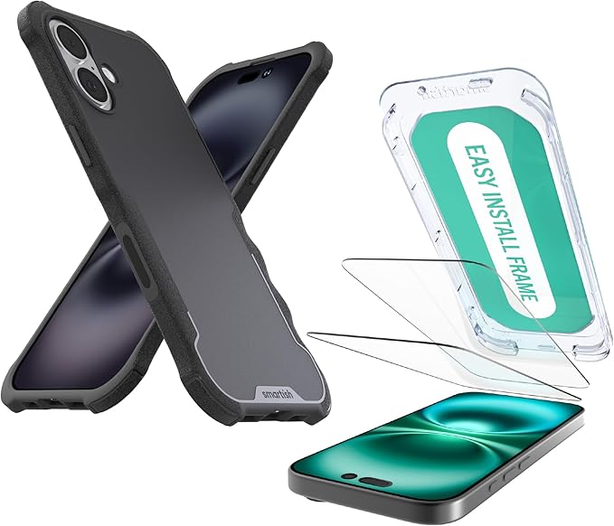 Smartish® iPhone 17 MagSafe Case + Screen Protector - Magnetic Protective Case - Heavy Duty Armor Cover + 2-Pack Tempered Glass Screen Protectors for Apple iPhone 17 - Black Tie Affair