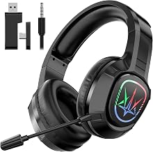 2.4GHz Wireless Gaming Headset for PC,Ps4, Ps5-Lossless Audio USB & Type-C,Wired Connection Supported,7.1 Surround Sound,40-Hour Battery, LED Light Over Bluetooth 5.3 Gaming Headphones-Black - Image 1