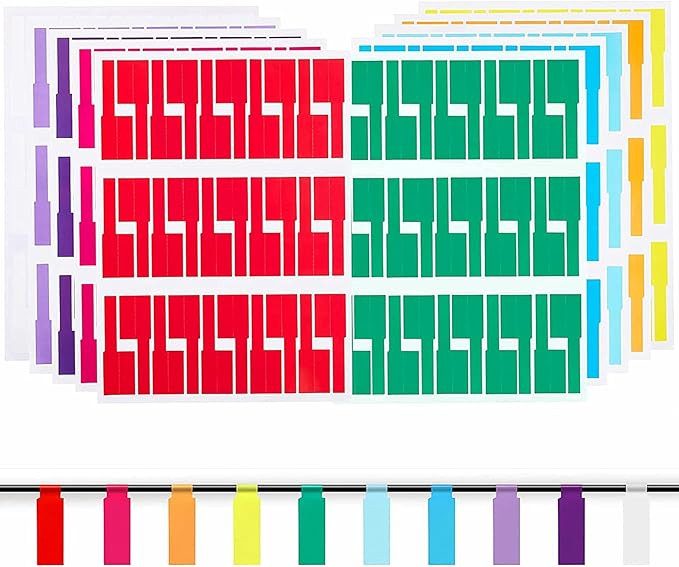 Hybsk 300 PCS Cable Labels Waterproof Wire Tags Write on Stickers Tear Resistant Flexible Works Cord Identification Labels A4 Sheet for Laser Printer 10 Sheet (10 Colors)
