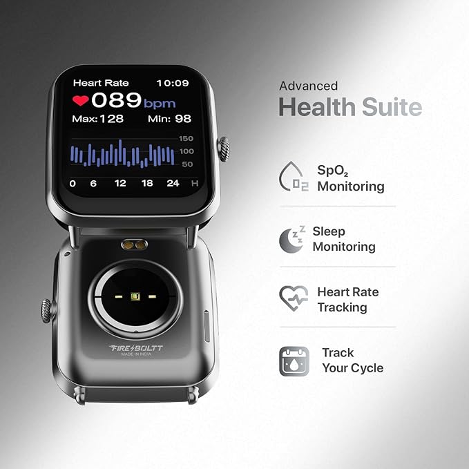 Fire-Boltt Ninja Call Pro Plus 46.48mm (1.83 inch) Smart Watch with Bluetooth Calling, AI Voice Assistance, 120 Sports Modes IP67 Rating, 240 * 280 Pixel High Resolution (Grey)