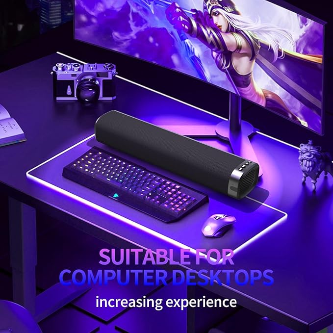Sound Bar for Smart TV, Sound Bar, Bluetooth Sound bar, with Optical/AUX/HD ARC, Surround Sound Speakers, Surround Sound System for TV/PC/Gaming/Projectors, Wall Mountable PC Soundbar