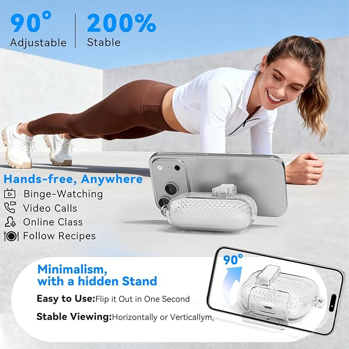 for AirPods Pro 3 Case with Phone Stand & Secure Lock, Auto-Open Clear Case Cover Compatible with Apple AirPods Pro 3rd Generation with Cleaning Kit & Keychain